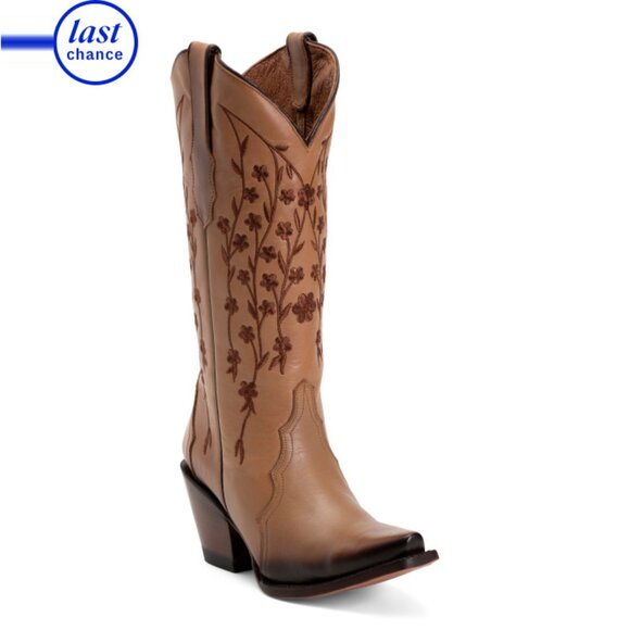 TANNER MARK Light Brown Made In Mexico Leather Snip Toe Western Boots - Picture 1 of 2